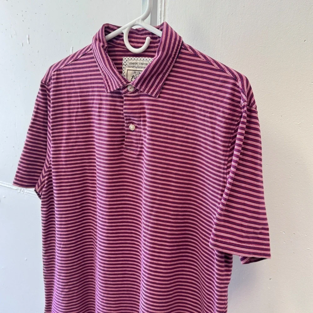 Jos. A. Bank 1905 Tailored Fit Polo Shirt Men's XL Purple‎ Pink Striped Stretch